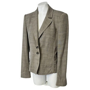 Escada Taupe Plaid Tailored Blazer